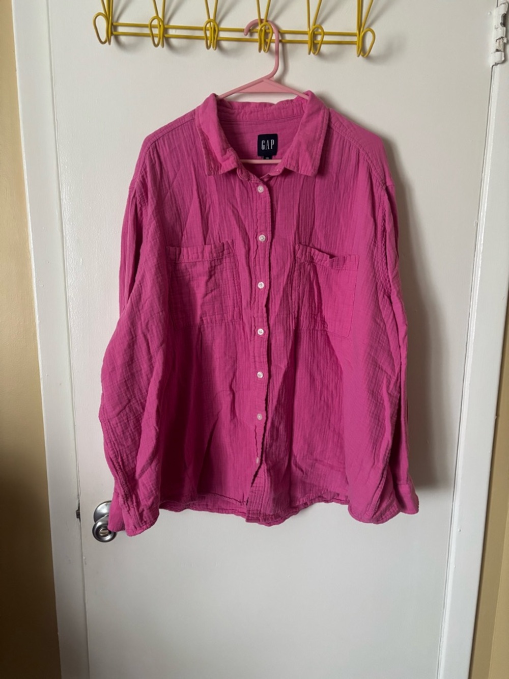GAP Pink Gauze Button-Up Shirt